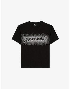 The Kooples Rhinestone Graphic Cotton-Jersey T-Shirt - Black