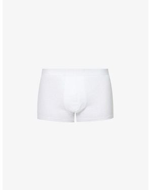 Derek Rose Jack Branded-Waistband Stretch-Cotton Trunks - White