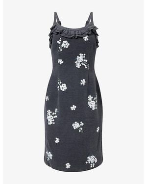 ShuShu/Tong Sequin-Embellished Cami-Strap Wool-Blend Midi Dress - Blue
