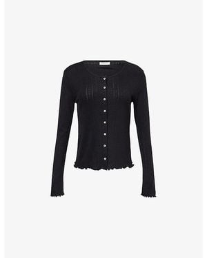Skall Studio Edie Scoop-Neck Cotton-Knit Cardigan - Black