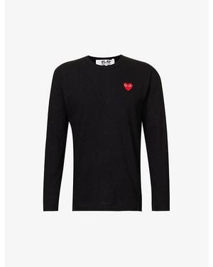 COMME DES GARÇONS PLAY Heart-Appliquéd Cotton Top - Black