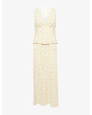 Reformation Ryan Floral-Print Crepe Two-Piece Set - Natural