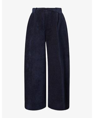 Ruohan Elen Barrel-Leg Cotton-Blend Pants - Blue