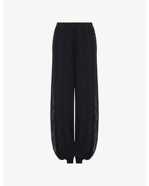 eem Mesh-Panel Relaxed-Fit Knitted Pants - Black