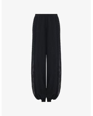 eem Mesh-Panel Relaxed-Fit Knitted Pants - Black