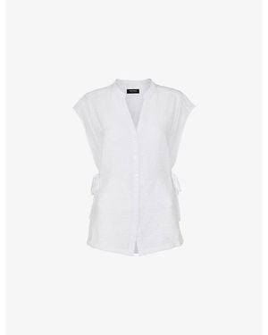 Whistles Side-Tie Button-Down Woven Shirt - White