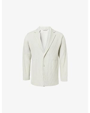 Homme Plissé Issey Miyake Tailored Single-Breasted Pleats Jacket - White