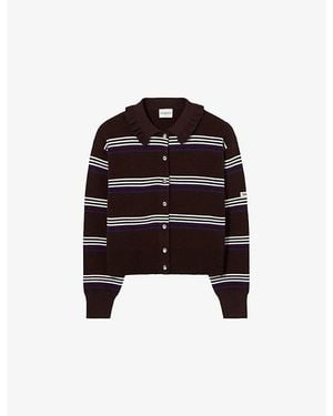 Claudie Pierlot Striped Relaxed-Fit Knitted Cardigan - Black