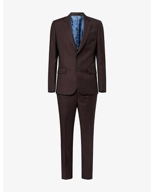 Paul Smith Sharkskin Single-Breasted Wool Suit - Black