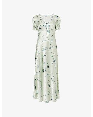Rails Allison Puff-Sleeve Satin-Crepe Maxi Dress - Green
