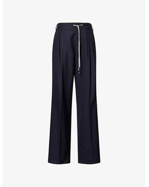 Maison Margiela Striped Straight-Leg Wool Trousers - Blue