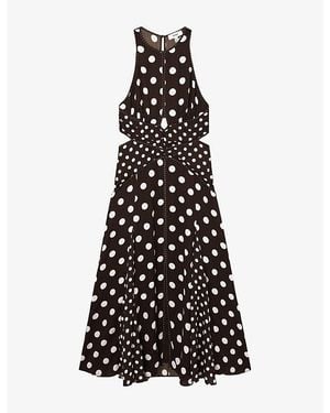 Reiss Nayla Polka-Dot Woven Maxi Dress - Black
