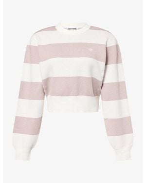 The Couture Club Stripe Knit Crew Cotton-Jersey Top - Pink