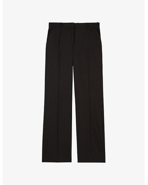 The Kooples Pressed-Crease Straight-Leg High-Rise Wool Trousers - Black