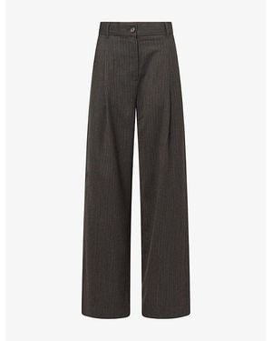 ME+EM Straight Stripe Wool Trousers - Grey