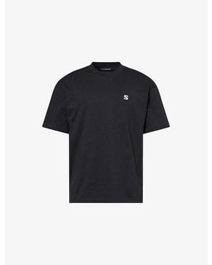 Salomon Round Logo-Print Cotton T-Shirt - Blue