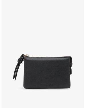 Whistles Knotted Brand-Embossed Leather Purse - Black