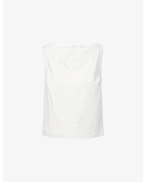 Reformation Fiorella Embroidered Cotton Top - White