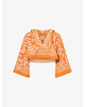 Zimmermann Solstice Cropped Cotton-Towelling Top - Orange