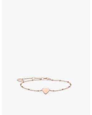 Thomas Sabo Heart 18Ct Rose-Plated 925 Sterling- Chain Bracelet - White