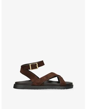 Steve Madden Mybestie Flat Suede Sandals - Brown