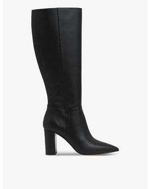 Reiss Bianca Pointed-Toe Leather Knee-High Boots - Black