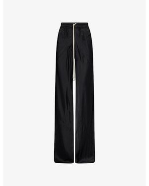 Rick Owens Drawstring Bias Wide-Leg Satin Trousers - Black