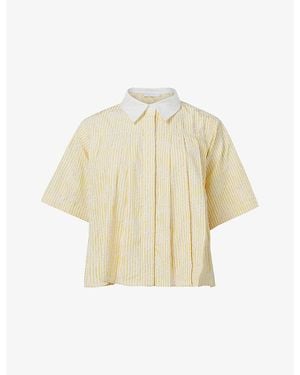 eem Striped Pleated Woven Shirt - Natural