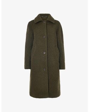Whistles Romy Bouclé-Texture Wool Coat - Green