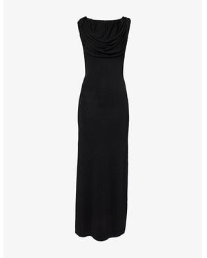 AYA MUSE Cowl-Neck Sleeveless Knitted Maxi Dress - Black