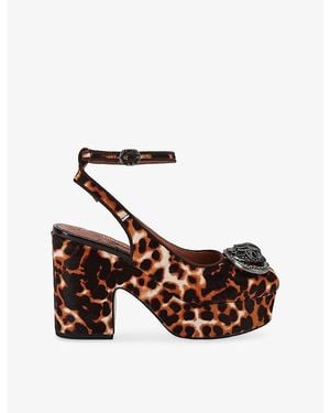 Kurt Geiger Chelsea Platform Sling-Back Pony-Hair Heels - Brown