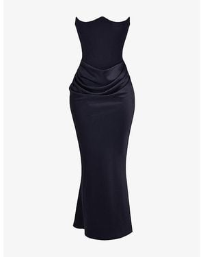 House Of Cb Persephone Strapless Satin Maxi Dress - Black