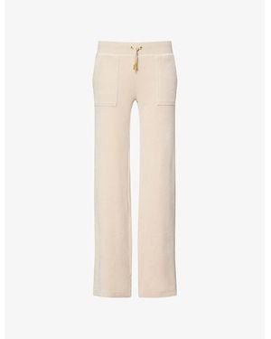 Juicy Couture Del Ray Straight-Leg Mid-Rise Velour Pants - Natural