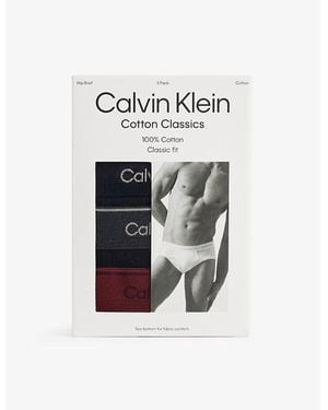 Calvin Klein Branded-Waistband Pack Of Three Cotton-Jersey Briefs - White