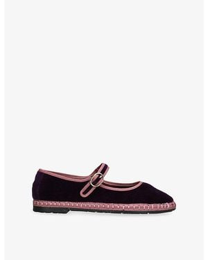Flabelus Randle Velvet Ballet Flats - Purple