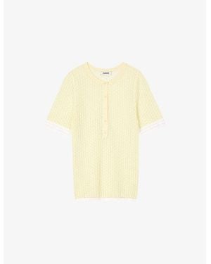 Sandro Short-Sleeve Pointelle-Knit Jumper - Yellow