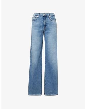 7 For All Mankind Lotta Wide-Leg Stretch-Denim Jeans - Blue