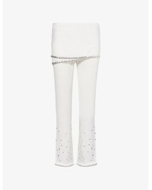 Jaded London Reversible Embellished Woven Skirt Trousers - White
