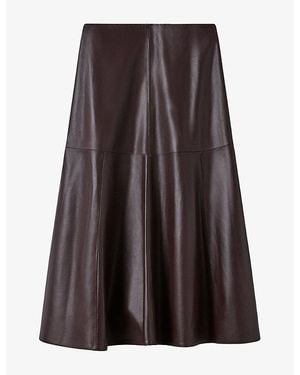 Whistles Flared Leather Maxi Skirt - Brown