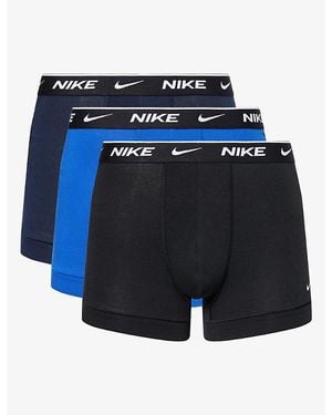 Nike Essential Pack Of Three Cotton-Stretch Trunks - Blue