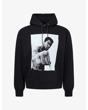 Sacai Ali Graphic-Print Cotton Hoody - Black