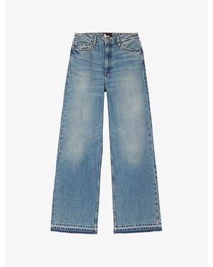 The Kooples Wide-Leg Faded Denim Jeans - Blue