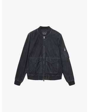 AllSaints Pasilla Suede Bomber Jacket - Blue
