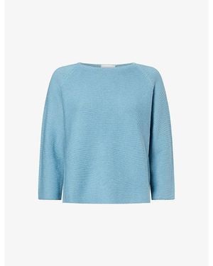 Weekend by Maxmara Boat-Neck Cotton-Knit Jumper - Blue