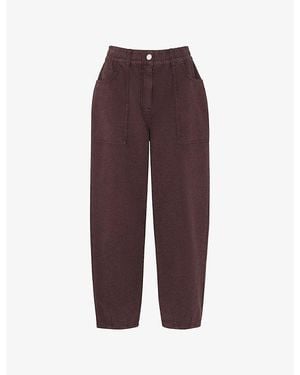 Whistles Tessa Relaxed-Fit Mid-Rise Stretch Cotton-Blend Trousers - Purple