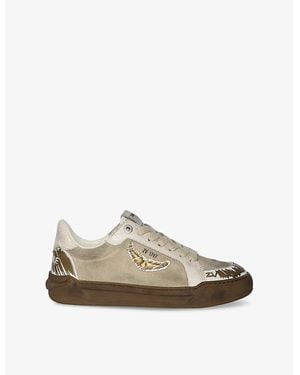Zadig & Voltaire Fly Wings Leather Low-Top Trainers - Natural