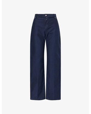 Victoria Beckham Split-Seam Cotton Utility Trousers - Blue