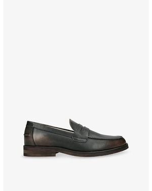 Duke & Dexter Wilde Distressed Leather Penny Loafers - Black