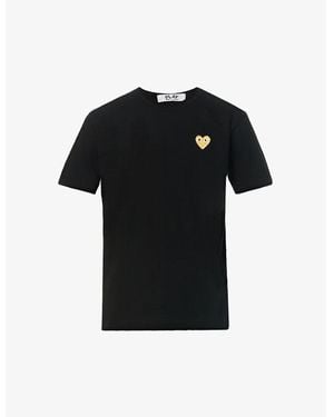 COMME DES GARÇONS PLAY Logo-Embroidered Cotton-Jersey T-Shirt - Black
