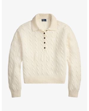 Polo Ralph Lauren Long-Sleeved Cable-Knitted Wool And Cashmere Jumper - White